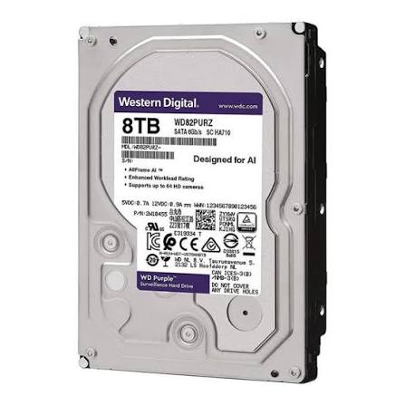 WD Purple 8TB Surveillance Hard Disk Drive - 5400 RPM Class SATA 6 Gb/s 128MB Cache 3.5 Inch - WD80P
